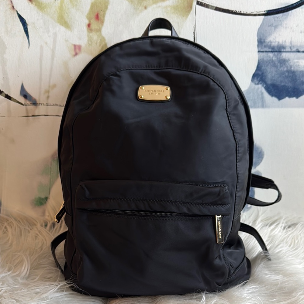 MICHAEL KORS Jet Set Large Nylon Backpack Leather Straps